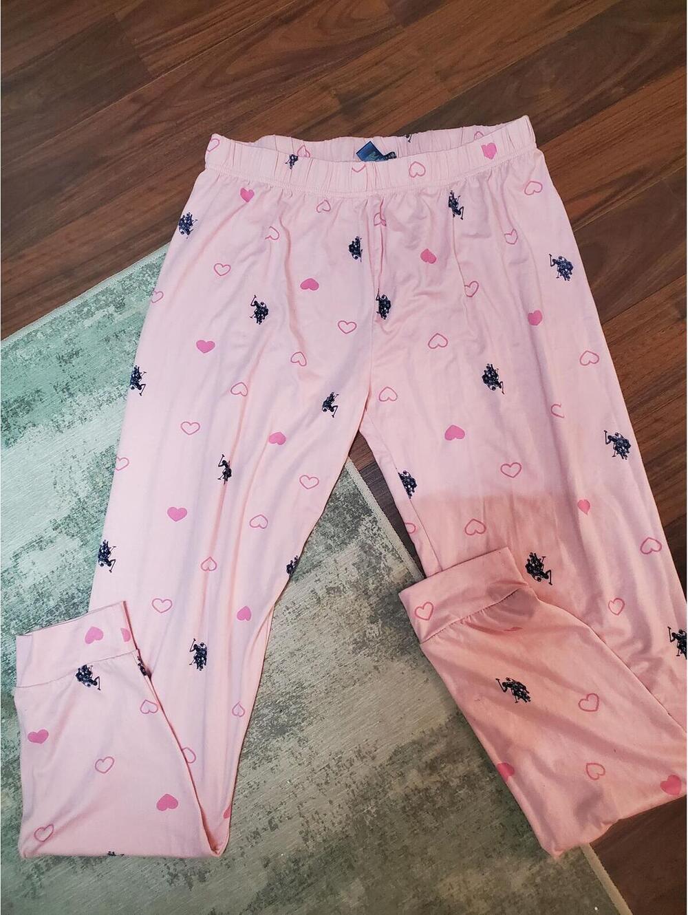 U.S. Polo Assn. Women's Pink Heart Print Lounge Pants XL